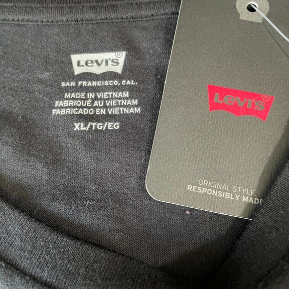 Levis Black Glitter Logo Graphic T Shirt Womens XL Casual Streetwear Y2K Retro - Picture 3 of 7